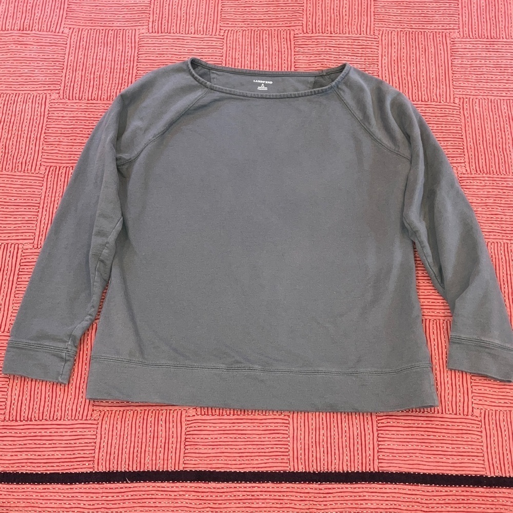 Lands' End women’s small gray Cotton Long Sleeve Shirt